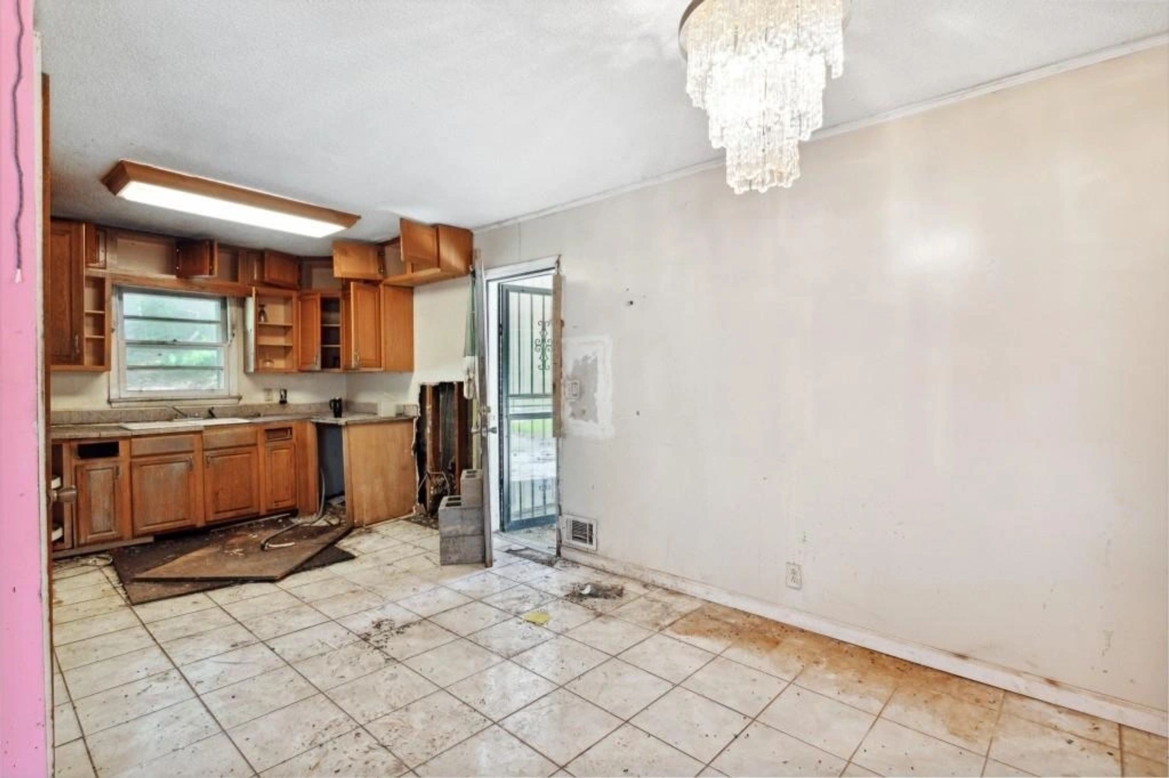 Original kitchen looking toward the back door